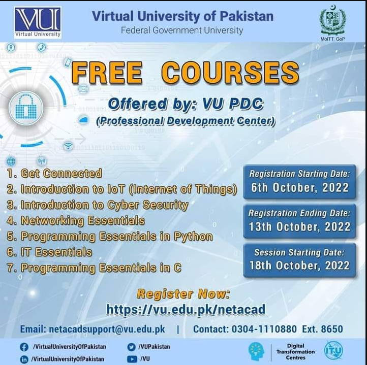 Free Courses at the Virtual University of Pakistan